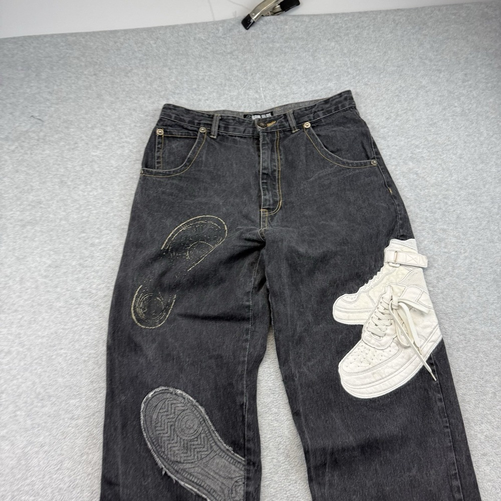 Vintage RAW BLUE Air Force Sneaker Y2K 3D Embroidered Baggy Jeans Shoe 36x32 - Picture 3 of 13